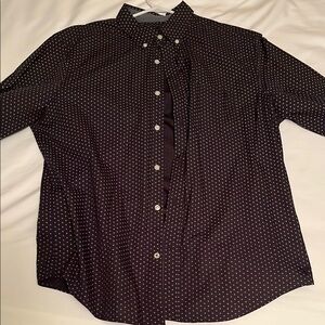American Eagle Outfitters Black Polka Dot Casual Shirt